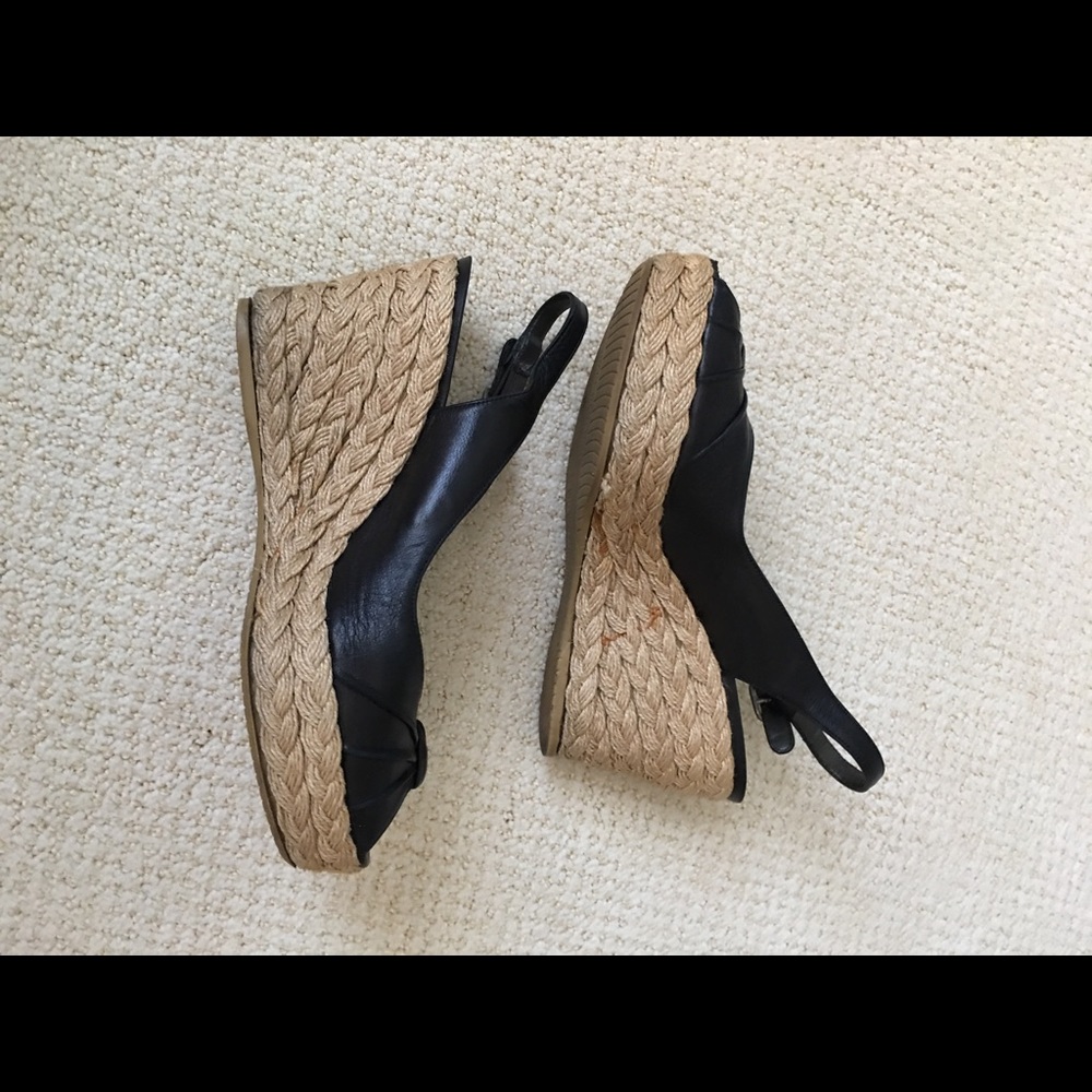Stuart Weitzman Peep Toe Espadrille Wedge Sandals